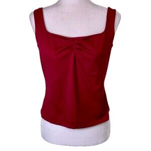 Women’s Red Square Neck Tank Top Minimal Clean Girl Fitted Sleeveless Size XL